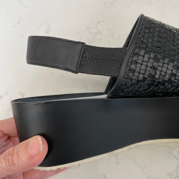Stephane Kelian Paris Woven Sling Back Platform Sandals Black + White Sz 40 - Picture 10 of 13